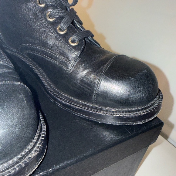 CHANEL Black Leather Combat Boots - Picture 11 of 11